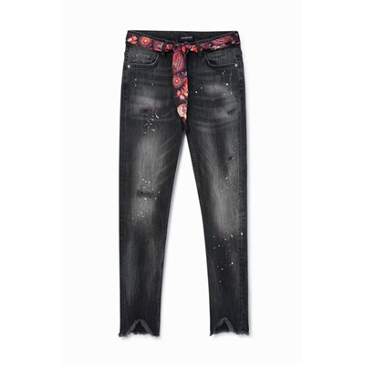 Vaquero skinny cinturón tela