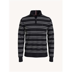 TOMMY HILFIGER ESSENTIAL STRIPE QUARTER-ZIP SWEATER
