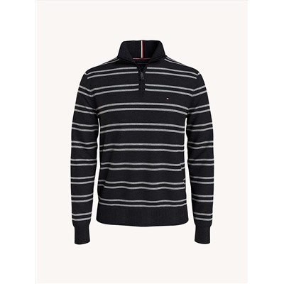 TOMMY HILFIGER ESSENTIAL STRIPE QUARTER-ZIP SWEATER