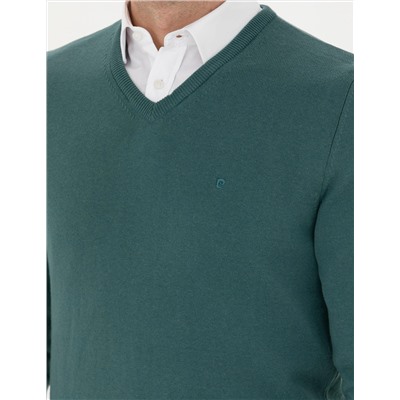 Yeşil Slim Fit Basic Kazak