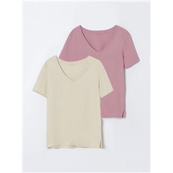 2-PACK OF BASIC V-NECK T-SHIRTS