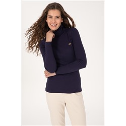 Kadın Mürdüm Balıkçı Yaka Sweatshırt