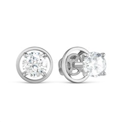 Серьги-пусеты из серебра с синт. муассанитом и фианитами родированные 925 пробы с-2449рс1612800