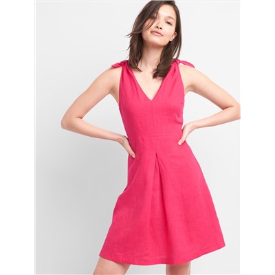 Sleeveless Tie-Shoulder Dress in Linen