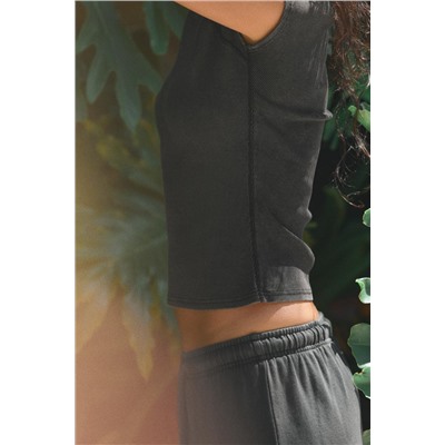 FADED-EFFECT RIB T-SHIRT