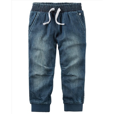 Jersey-Lined Denim Joggers