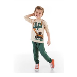 Mushi Up Dozer Erkek Çocuk Krem T-shirt Haki Pantolon Takım MS-21S1-104