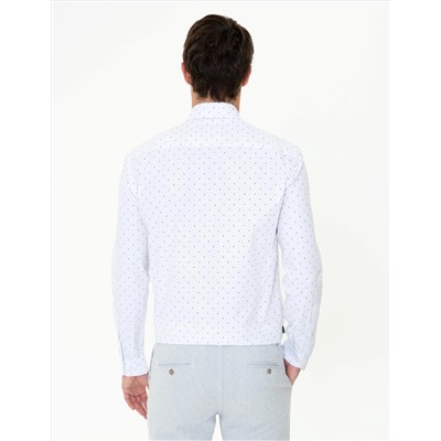 Lacivert Slim Fit Uzun Kollu Gömlek