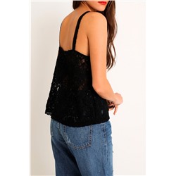 Top de encaje Negro
