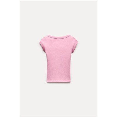 RIBBED ROUND NECK T-SHIRT