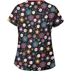 UA Wild Garden Black Print Scrub Top