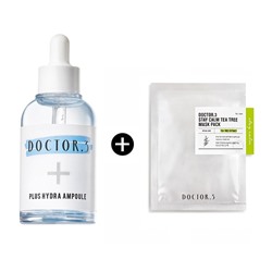 Hi-Moisture Plus Hydra Ampoule + Stay Calm Tea Tree Mask Sheet 1ea, Увлажняющая сыворотка-бустер