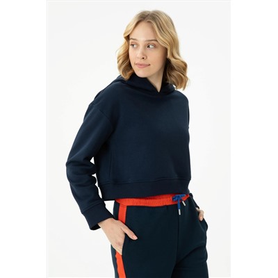 Kadın Lacivert Kapüşonlu Sweatshirt