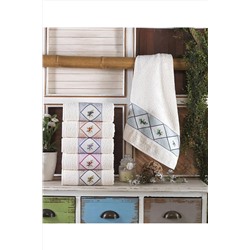 Louis Marie | 50x90 Cm | Nut | Nakışlı | Pamuk | Krem | 6 Adet |el Yüz Havlu Seti 5644-1