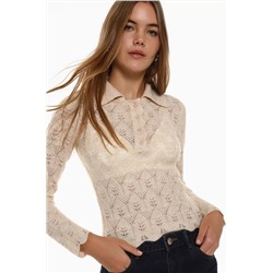 Pointelle polo shirt