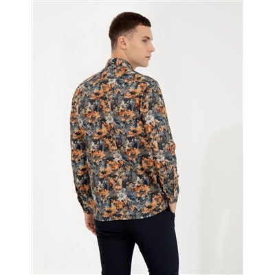 Turuncu Slim Fit Uzun Kollu Gömlek