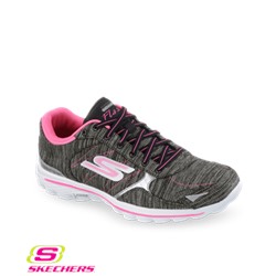 Skechers GOwalk2 Flash Linear Women's Walking Shoe Black/Hot Pink
