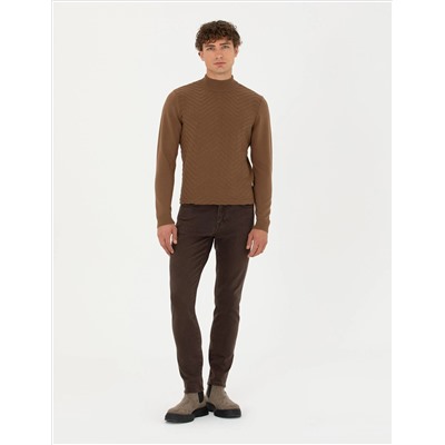 Yeşil Slim Fit Yarım Balıkçı Yaka Triko Kazak