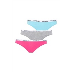 U.S. Polo Assn.3'lü Paket, Pamuklu & Likralı, Kadın Brazilian Slip Külot 66275