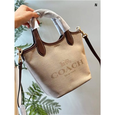 Сумка Coac*h Hanna 👔  Реплика  Материал: коровья кожа, холст  Размер: 17,5/19,5/13
