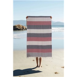 Homedius, %100 Pamuk American Desenli Püsküllü Peştemal Banyo Plaj Havlusu - 100x180 cm