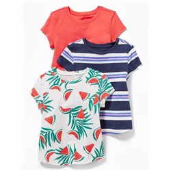 Crew-Neck Tee 3-Pack for Toddler Girls