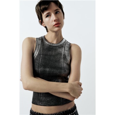 RIBBED METALLIC T-SHIRT