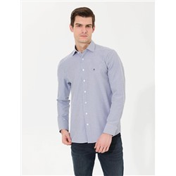 Lacivert Slim Fit Uzun Kollu Gömlek