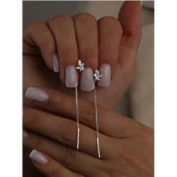 Серьги-продёвки из серебра с фианитами родированные 925 пробы с-0005р200