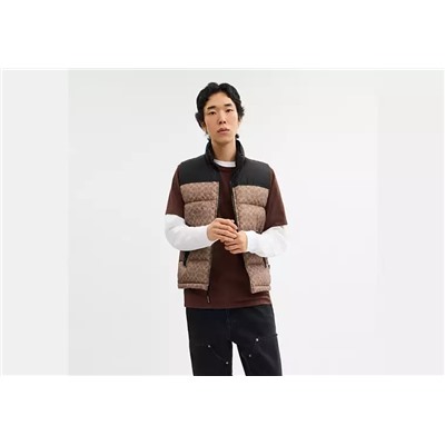 Signature Down Vest In Recycled Polyester