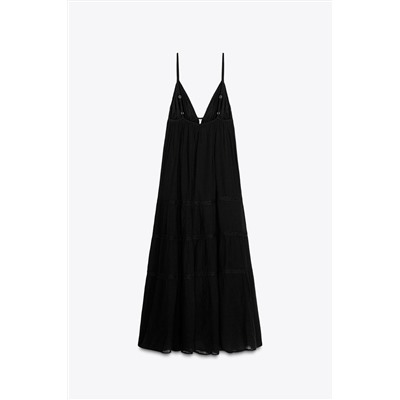EMBROIDERED GAUZE MIDI DRESS