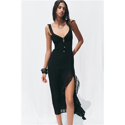 METALLIC THREAD MIDI CAMISOLE DRESS