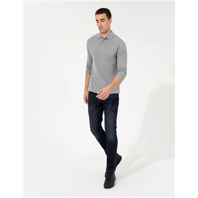 Gri Melanj Slim Fit Basic Sweatshirt