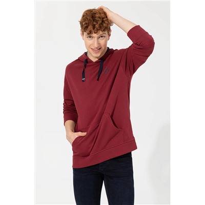 Erkek Vişne Kapüşonlu Sweatshirt