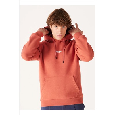 WranglerRegular Fit Normal Kesim Kapüşonlu Erkek İçi Polarlı Kiremit Rengi Sweatshirt