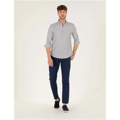 Lacivert Slim Fit Kanvas Pantolon