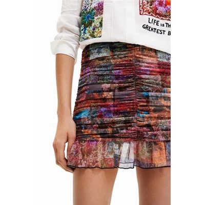 Minifalda drapeada patch floral