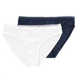 2 Damen Slips mit floraler Spitze