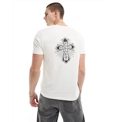 ASOS DESIGN t-shirt in off white with cross back print