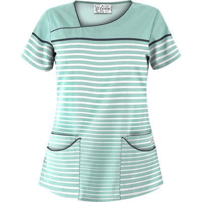 UA Sassy Stripes Cool Blue Scrub Top
