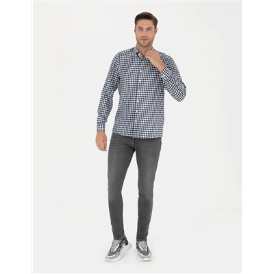 Lacivert Regular Fit Uzun Kollu Gömlek