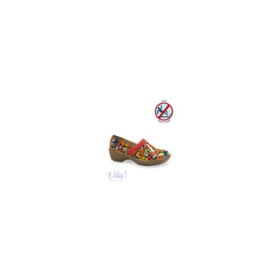 Lila Bella Floral Vegan Nursing Clog Navy/Red/Orange