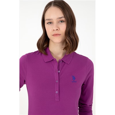 Kadın Menekşe Basic Polo Yaka Sweatshirt
