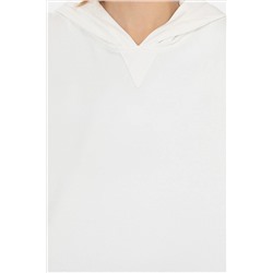Kadın Ekru Kapüşonlu Sweatshirt
