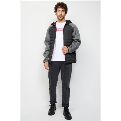 Anorak con capucha Negro y gris