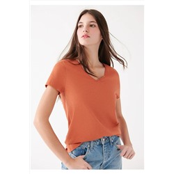 Mavi Turuncu Basic Tişört Slim Fit / Dar Kesim 168260-70233