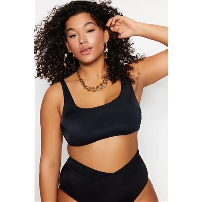 Siyah Kare Yaka Bralette Büyük Beden Bikini Üstü TBBSS23CT00005