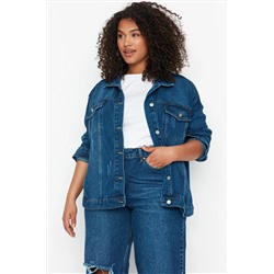 Trendyol Curve Mavi Cep Detaylı Denim Ceket TBBSS22YE00000
