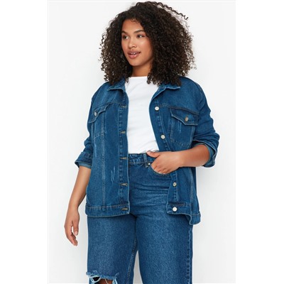 Trendyol Curve Mavi Cep Detaylı Denim Ceket TBBSS22YE00000