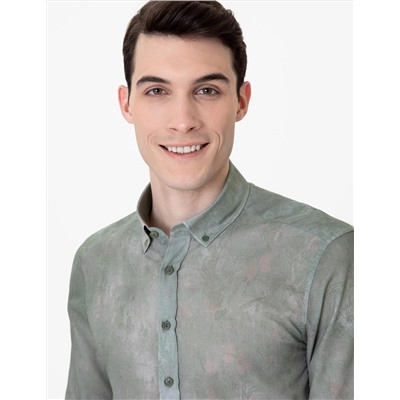 Haki Slim Fit Uzun Kollu Gömlek